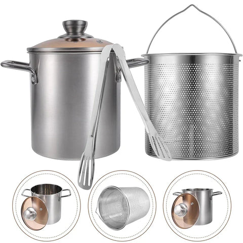 Panela Gourmet de Aço Inoxidável - 3 Litros com Cesto Escorredor