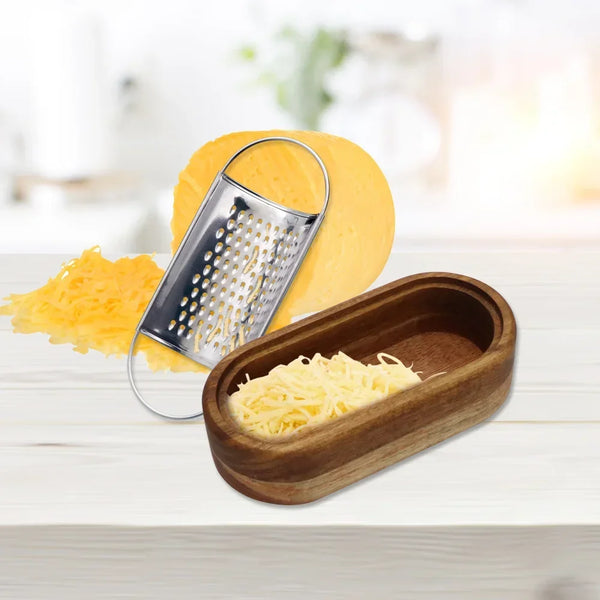 Ralador de Queijo Premium: Aço Inoxidável + Coletor de Acácia!