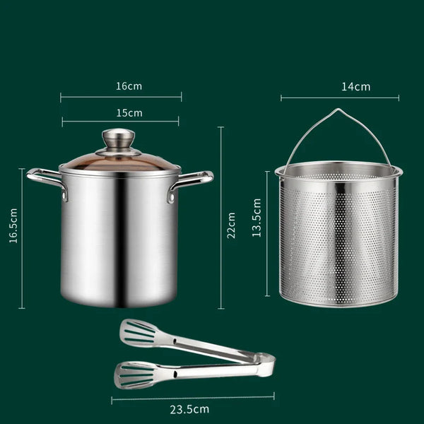 Panela Gourmet de Aço Inoxidável - 3 Litros com Cesto Escorredor