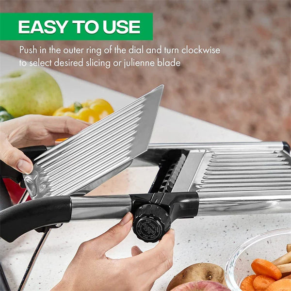 Cortador Profissional Inox 5 em 1: Fatie Vegetais Perfeitos em Segundos!