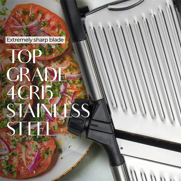 Cortador Profissional Inox 5 em 1: Fatie Vegetais Perfeitos em Segundos!